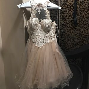 Champagne colored lace dress